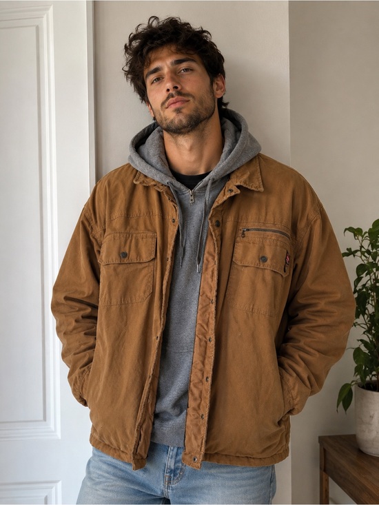 Wrangler Other - Wrangler Workwear Men’s 2XL Canvas Shirt Jacket | Hooded Brown Duck Work Coat